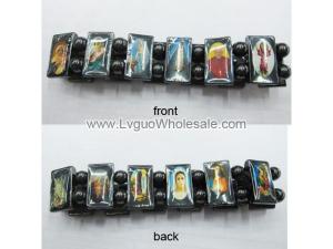 Magnetic Hematite Religious Sealed Icon Bracelet 7.8inch